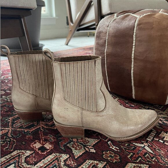 Frye Shoes - Frye Beige Suede Ankle Boots